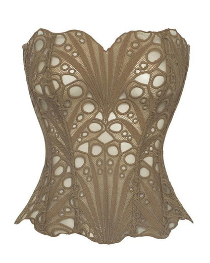 Lace Up Contrast Lace Corset Top Tummy Control Shapewear