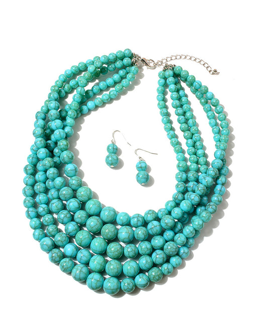 Vintage Bohemian Cracked Beads Layered Necklace