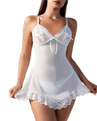 Sexy deep V suspender nightgown mesh fabric suspender nightdress