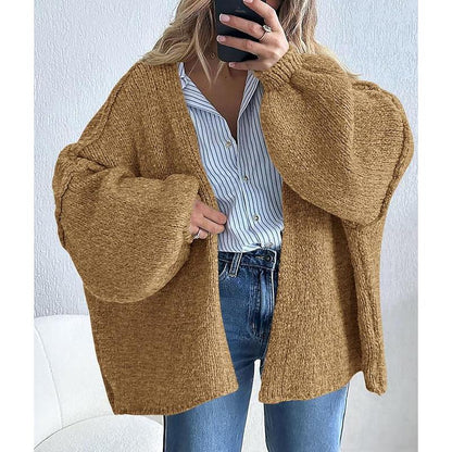 Long Lantern Sleeve Oversized Cardigan Sweater Soft Knitwear