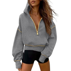 Women's Hooded Sweatshirts Long Sleeve Half Zip Pullover