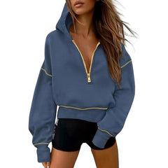 Women's Hooded Sweatshirts Long Sleeve Half Zip Pullover