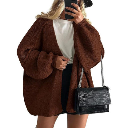 Long Lantern Sleeve Oversized Cardigan Sweater Soft Knitwear