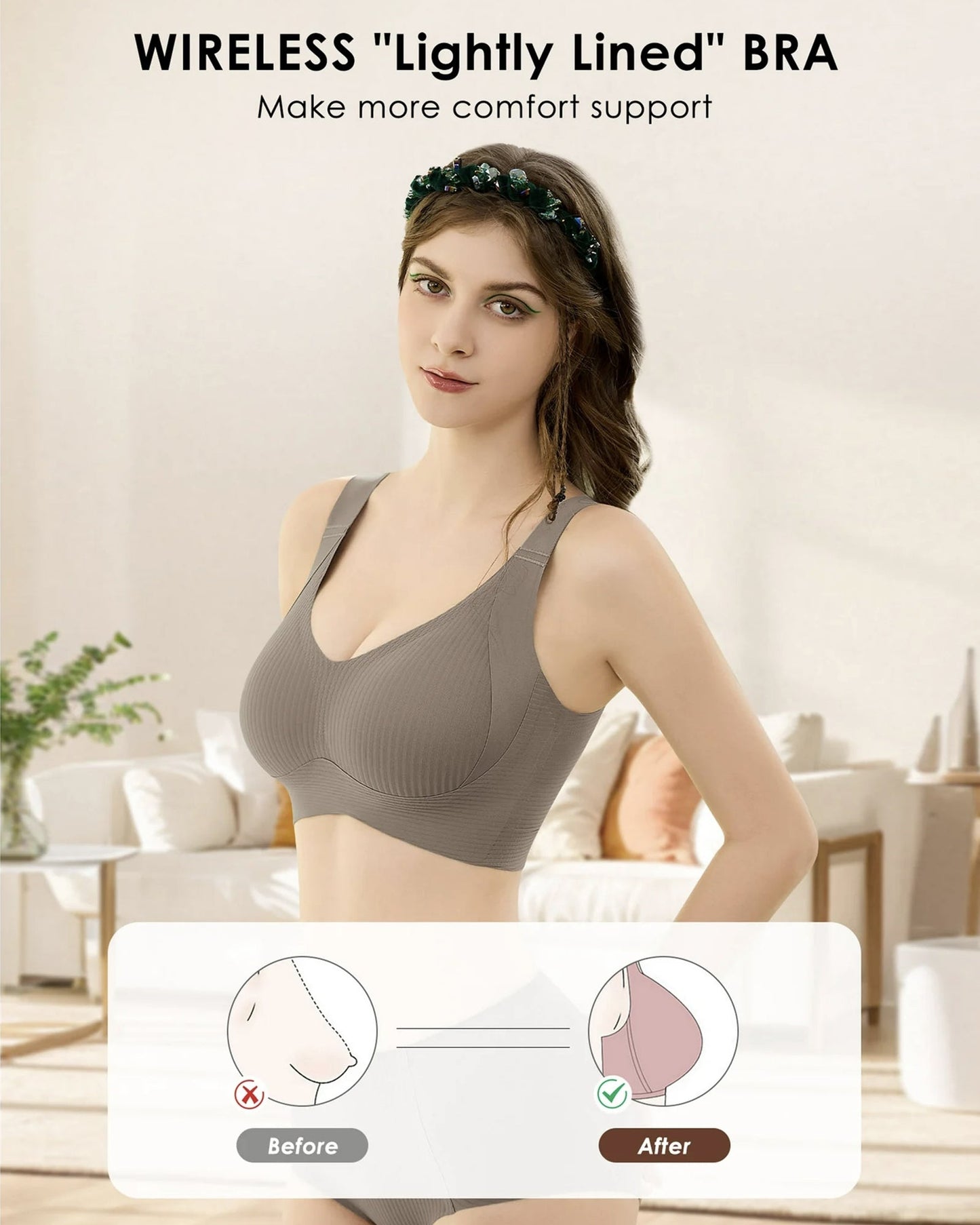 Comfort Full Coverage Wireless Lightly Lined Bra(2 Pack)