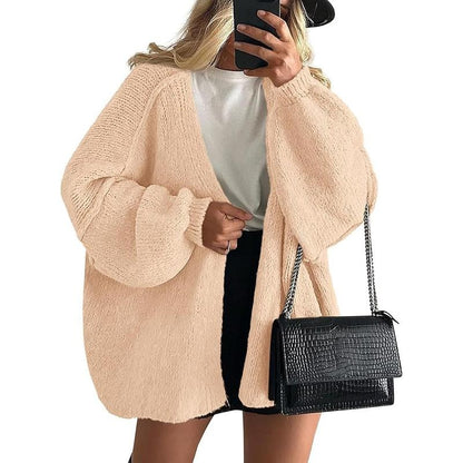 Long Lantern Sleeve Oversized Cardigan Sweater Soft Knitwear
