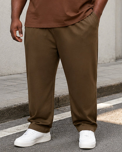 Big & Tall Men's Brown Contrast Color Palette Printed T-Shirt Pants Set