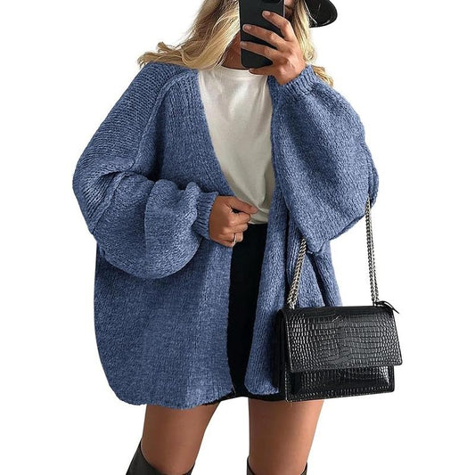 Long Lantern Sleeve Oversized Cardigan Sweater Soft Knitwear