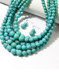 Vintage Bohemian Cracked Beads Layered Necklace