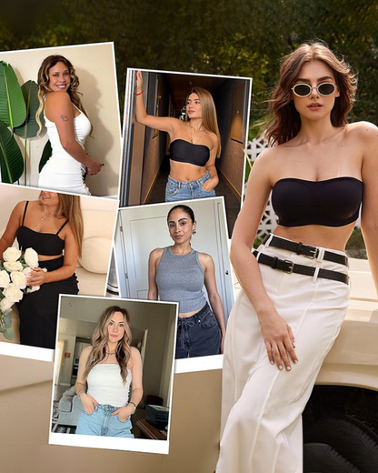 Strapless Bandeau Bra Non-Slip Wireless Padded Supportive Seamless Tube Bra