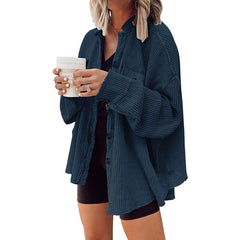 Women's Loose Fit Batwing Sleeve Waffle Knit Jacke
