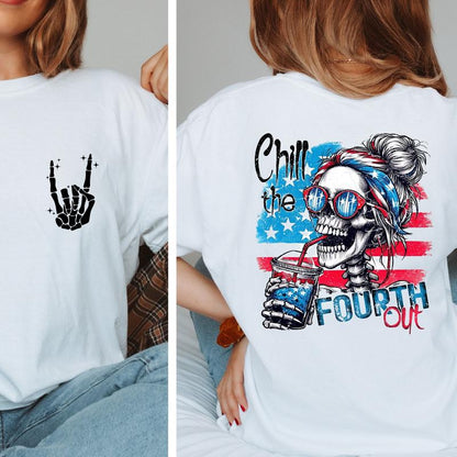 Chill The Fourth Out Shirt USA Funny Retro American Flag Shirt