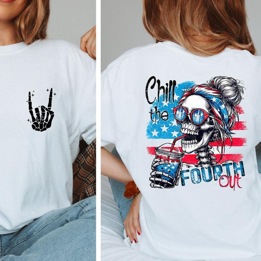 Chill The Fourth Out Shirt USA Funny Retro American Flag Shirt