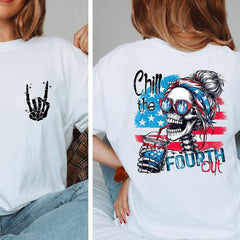 Chill The Fourth Out Shirt USA Funny Retro American Flag Shirt