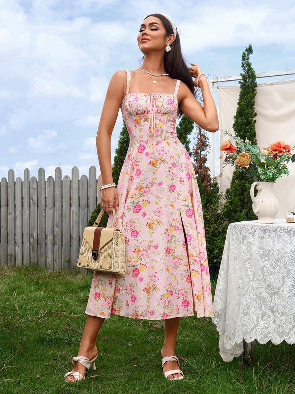 Elegant Square Neck Midi Dress
