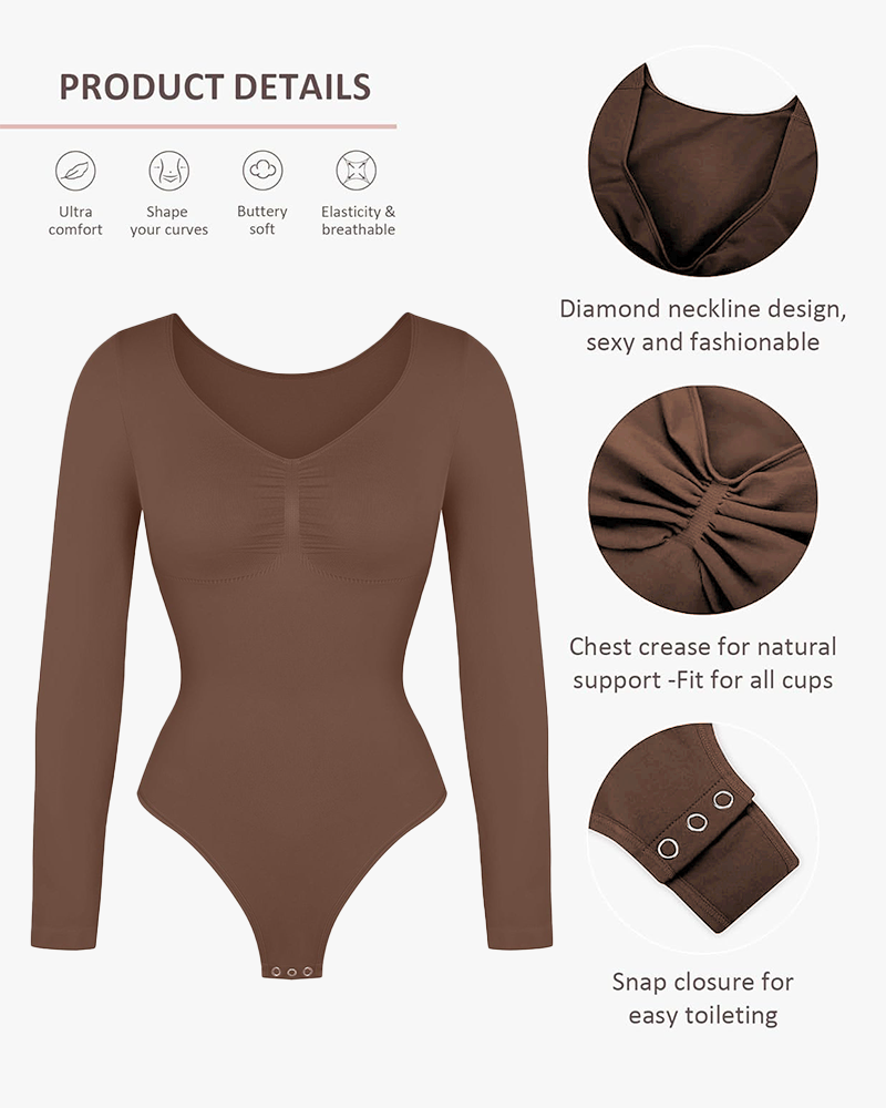 Women's Seamless Sculpt Long Sleeve Thong Comfortable Bodysuit