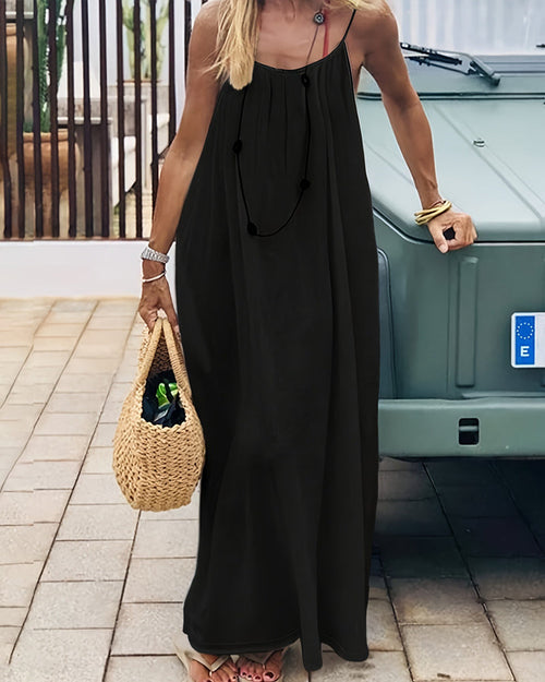 Women’s Solid Color Backless Slip Dress