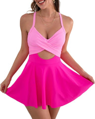 One Piece Skirt Swimsuit Tummy Control Bathing Suits