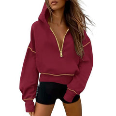 Women's Hooded Sweatshirts Long Sleeve Half Zip Pullover