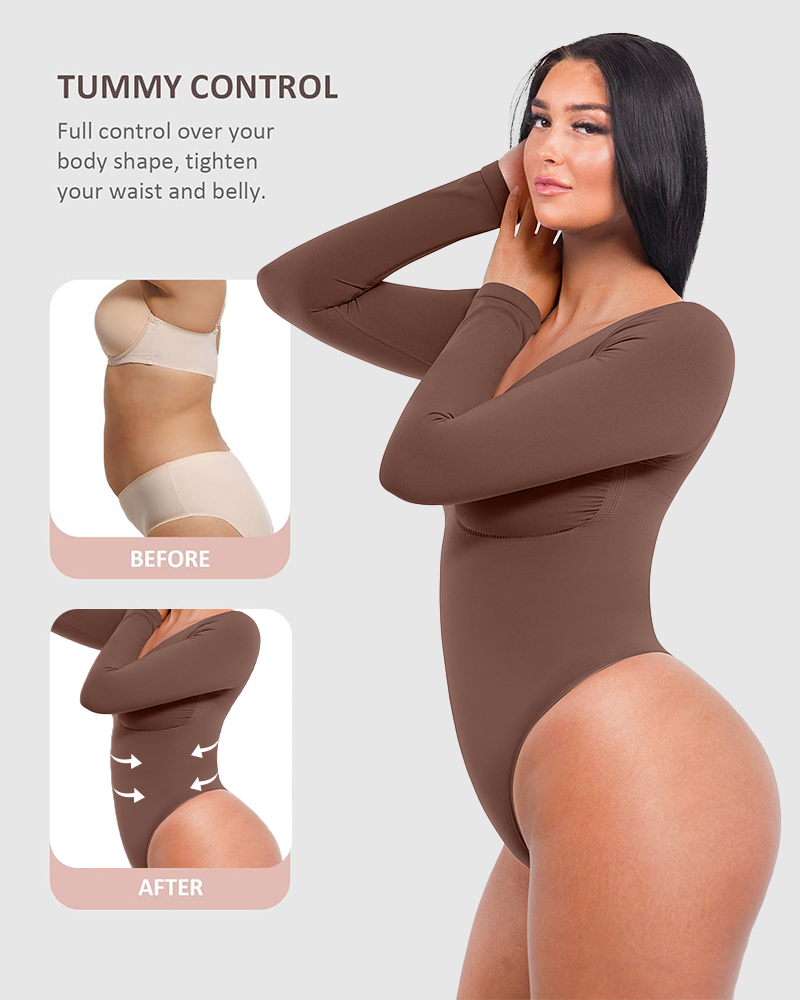 Women's Seamless Sculpt Long Sleeve Thong Comfortable Bodysuit