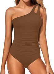 One Shoulder One Piece Tummy Control Bathing Suits
