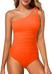 One Shoulder One Piece Tummy Control Bathing Suits
