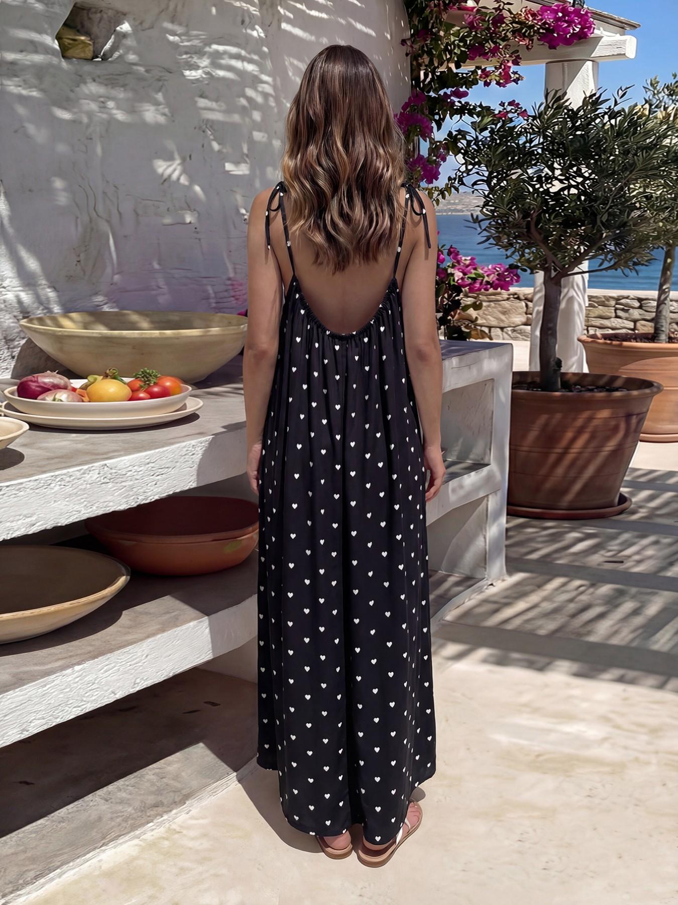 Women’s Solid Color Backless Slip Dress