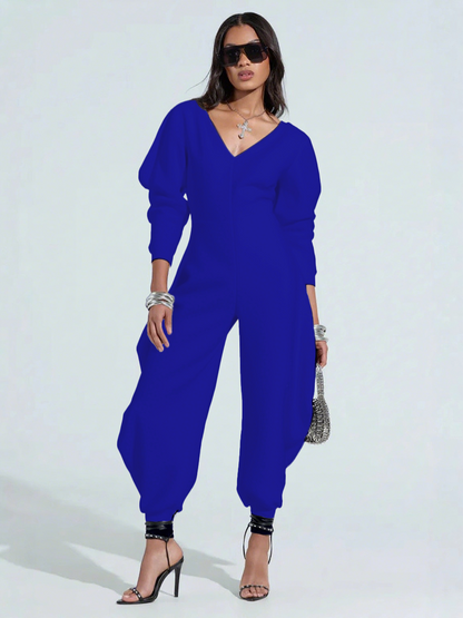 V-Neck Sexy Slim Long-Sleeved Comfy Cozy Sweatshirt Jumpsuit