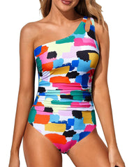 One Shoulder One Piece Tummy Control Bathing Suits