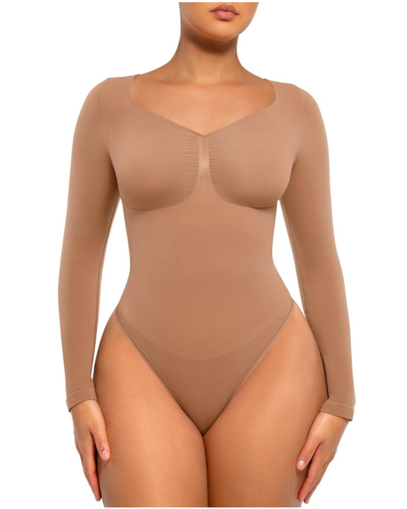 Women's Seamless Sculpt Long Sleeve Thong Comfortable Bodysuit