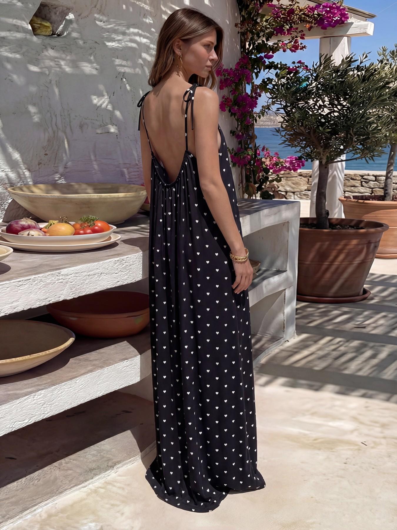 Women’s Solid Color Backless Slip Dress