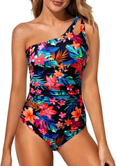 One Shoulder One Piece Tummy Control Bathing Suits