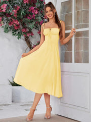 Elegant Square Neck Midi Dress