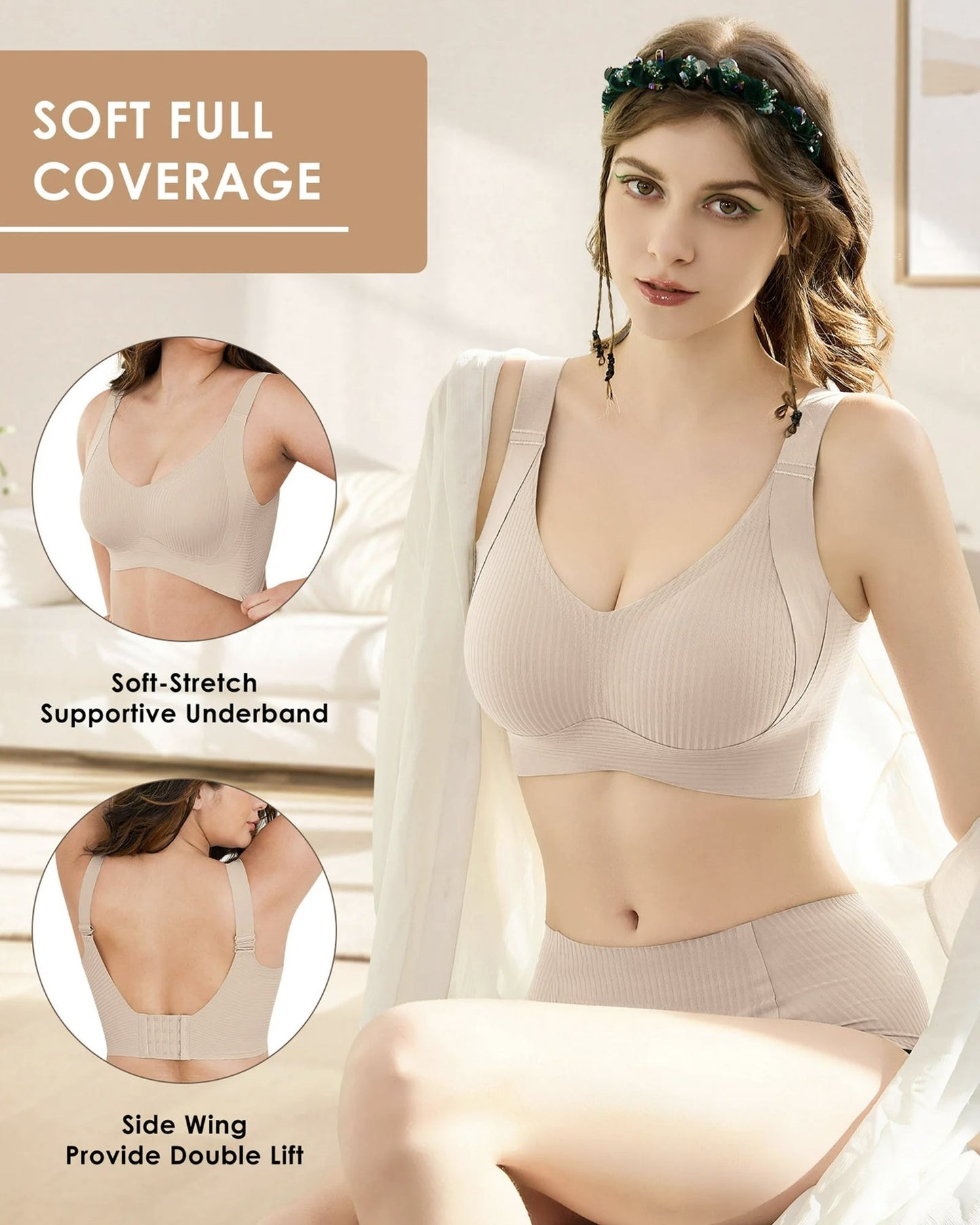 Comfort Full Coverage Wireless Lightly Lined Bra(2 Pack)