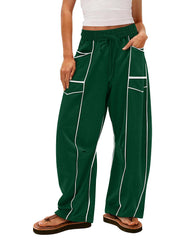 Women's Baggy Barrel Pants Wide Leg Drawstring Pockets Sweatpants