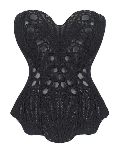 Lace Up Contrast Lace Corset Top Tummy Control Shapewear