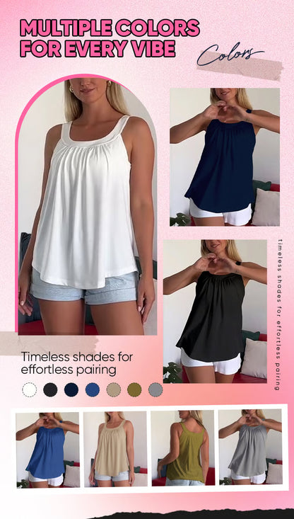 Strapless Pleated Solid Color Tank-top