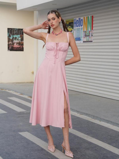 Elegant Square Neck Midi Dress