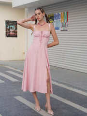Elegant Square Neck Midi Dress