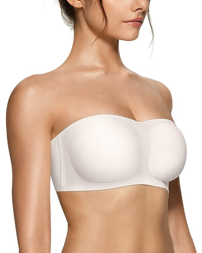 Strapless Bandeau Bra Non-Slip Wireless Padded Supportive Seamless Tube Bra