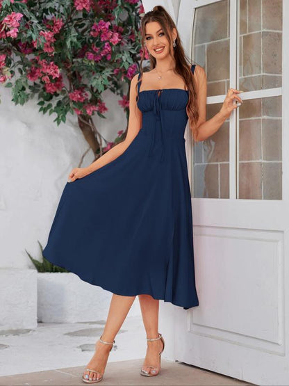 Elegant Square Neck Midi Dress