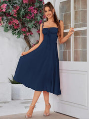 Elegant Square Neck Midi Dress