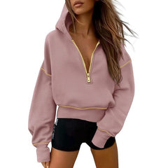 Women's Hooded Sweatshirts Long Sleeve Half Zip Pullover