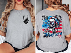 Chill The Fourth Out Shirt USA Funny Retro American Flag Shirt