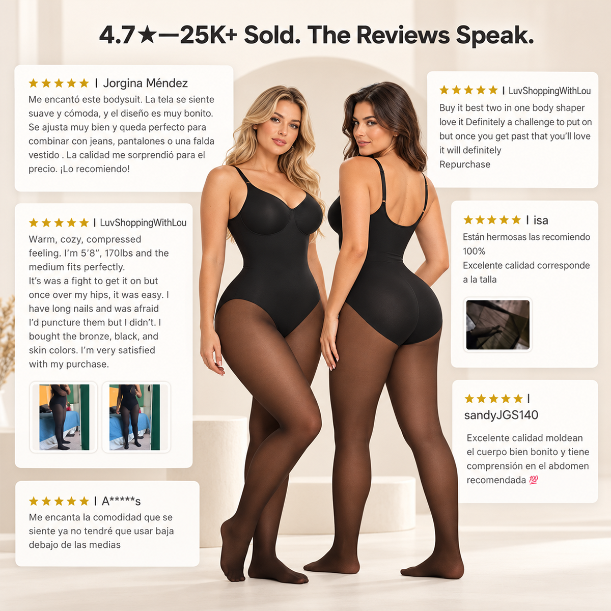Sheer-Panel with Fleece Lined Tights Stay
