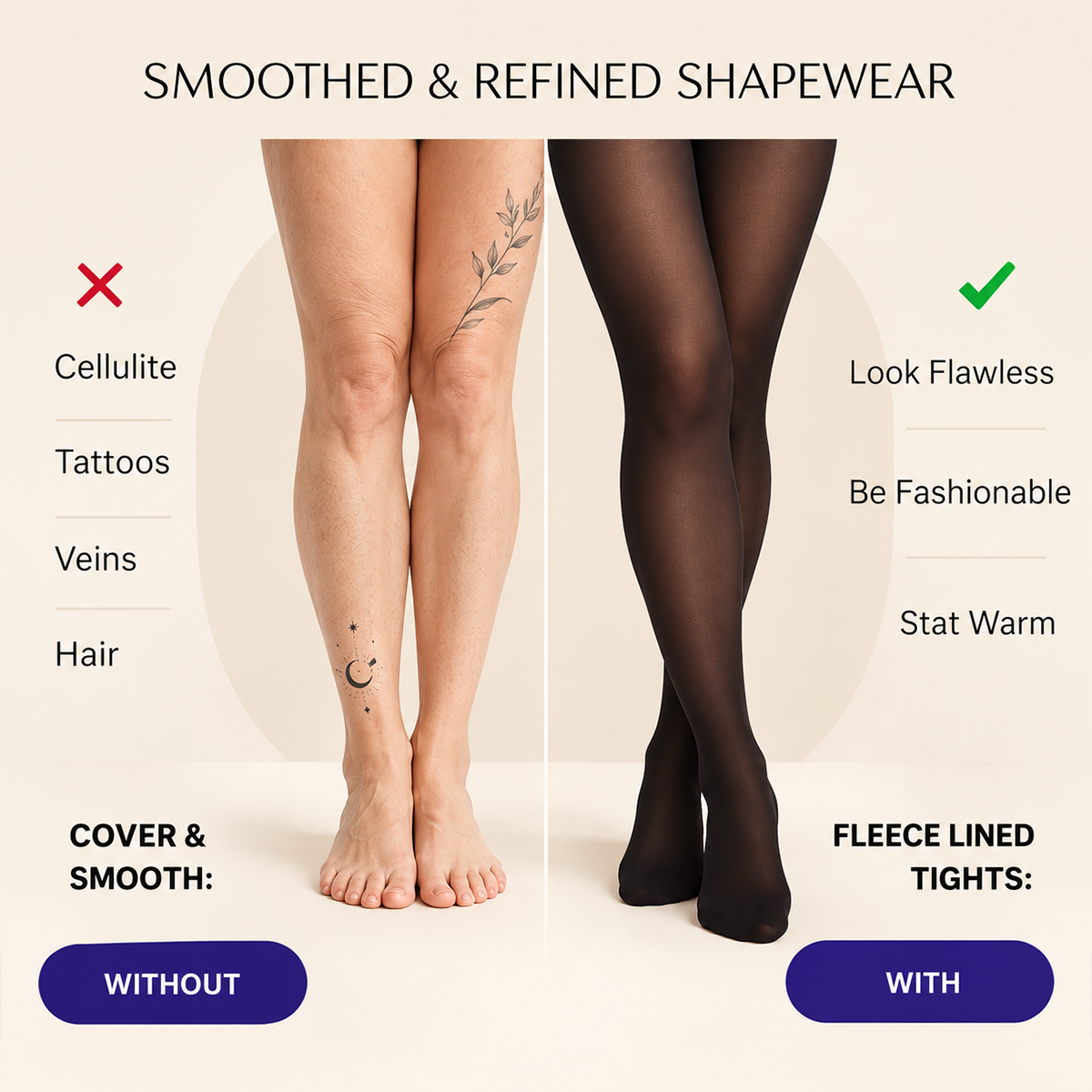 Sheer-Panel with Fleece Lined Tights Stay