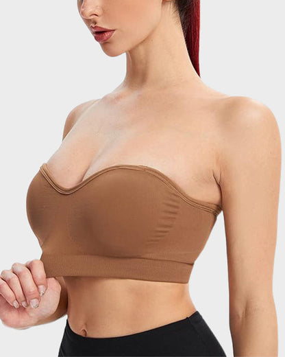 Strapless Bras Non-Slip Silicone Padded Bandeau Bra(2 Pack)