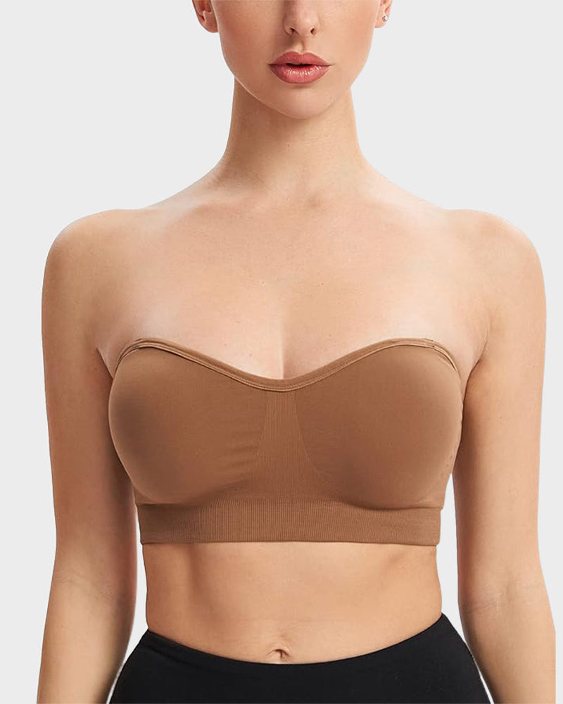 Strapless Bras Non-Slip Silicone Padded Bandeau Bra(2 Pack)