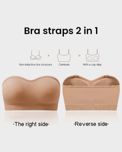 Strapless Bras Non-Slip Silicone Padded Bandeau Bra(2 Pack)