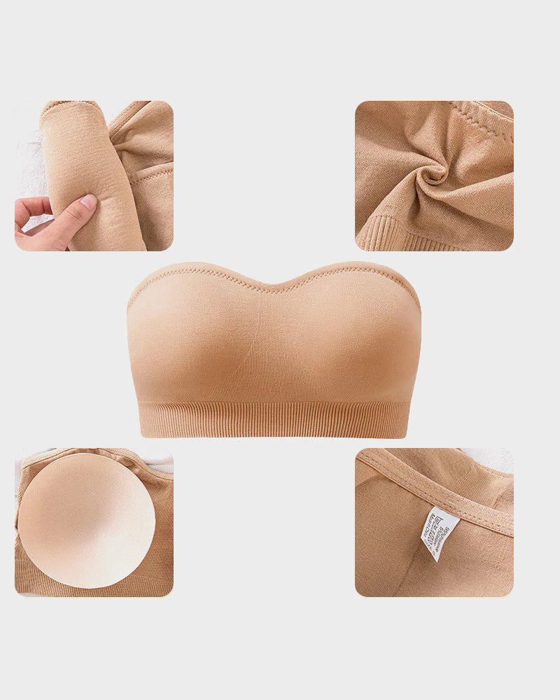 Strapless Bras Non-Slip Silicone Padded Bandeau Bra(2 Pack)