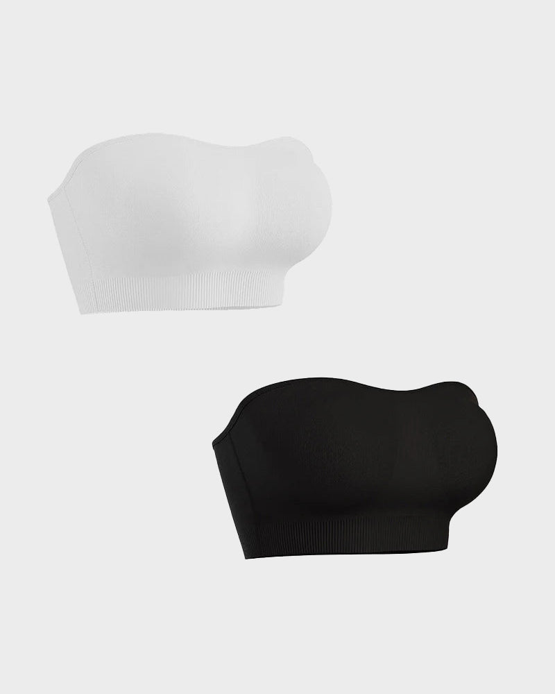 Strapless Bras Non-Slip Silicone Padded Bandeau Bra(2 Pack)